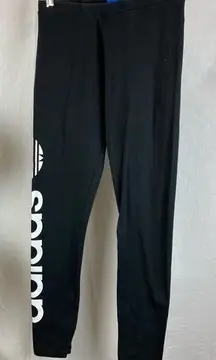 Adidas Black Logo Print Leg Sport Athletic Track Pants S