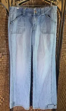 Vintage Old Navy Light Blue Women's Flare Low Rose Jeans Size 10
