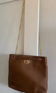 Tory Burch Brown Shoulder Bag with Gold Chain