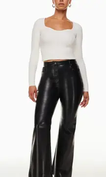 Aritzia Wilfred The Melina Flare‎ Vegan Leather High-Rise Pants in Black Size 2