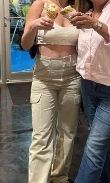 NWT‼️ Womens High Rise Canvas Cargo Pants Straight Leg US 2 EU 34 6929/465