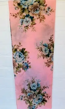 Vintage Scarf Pink /Coral Blue Floral Romantic Cottage Approx.‎ 52x9 See Photos