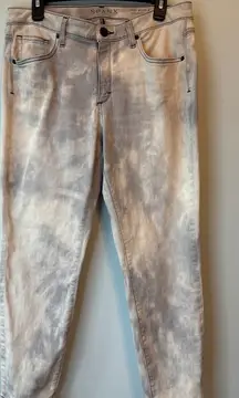 SPANX The Slim X Cropped Jeans Womens Tie Dye Wash Stretch Slimming Gray Size 32