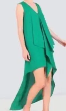 BCBGMaxAzria Tara Kelly Green Dress hi-low ruffled XXS