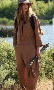 Free People Westerlind Climbing Jumpsuit Medium In Color Coyote Oversized