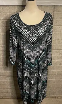 Dana Buchman Womens Patterned Long Sleeve Midi Dress Size‎ XL
