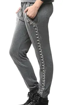 Hemant and Nandita Embellished Chrystal Charcoal Gray Sweatpants Joggers XS