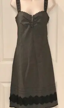 NWOT Gorgeous  embroidered dress. Dark charcoal grey and black. Sz L