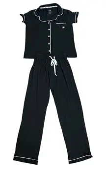 Born Pajama Set Sleepwear Loungewear Button-Down Top & Pants‎ Black Sz Sm