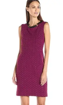 Nanette Lapore leather trim raspberry dress