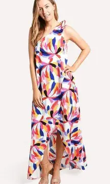 CROSBY by Mollie Burch Sasha Maxi Dress Size 4 One Shoulder Abstract Artsy