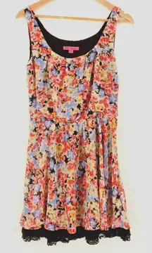 Betsey Johnson Floral Dress Garden Party Y2K Lace‎ Bloomcore Indie Retro Size 6