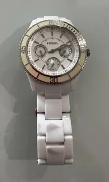Sparkling Women's Fossil ES-2540 Triple Dial Watch‎ Wr50 Stylish Needs Battery