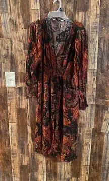 paisley dress midi v neck XXL 44 length x 17 inch