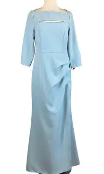 Women's Formal Dress Size 6 Blue Long Sleeve Cutout Evening Gown