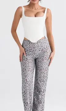 NWT Mara Silver Metallic Lace Trousers Pants Size Small Romantic