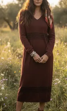 Peruvian Connection Long Sleeve Pima Cotton Sweater Dress Tribal Size XS