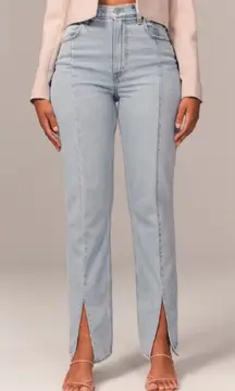 Abercrombie 90s Straight Ultra High Rise Front Split hem Jean 29/8L
