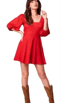 BOG Band of the Free Josette Aurora Red Puff Long Sleeve‎ Mini Dress Size XS New