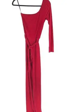 Jlux Label Womens Jumpsuit One Shoulder Long Sleeve Knit Red S
