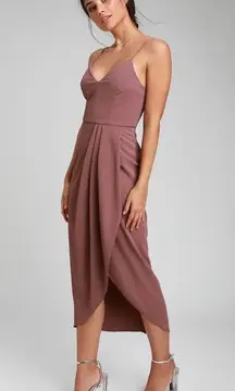 Lulus NWT  Reinette Mauve Purple Corset Slip Midi Dress Small