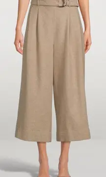 Akris Punto Fiorella Tan Wide Leg Culotte Cropped Wool Blend Pant - size 12