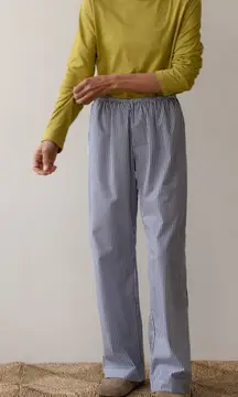 NWT Donni Cotton Pop Simple Pant‎ Navy Stripe XS Poplin Straight Leg Made In USA