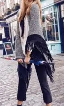 CAbi Pepper Fringe Cape Sweater 3361