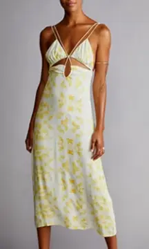 Free People Third Form Women's Yellow/White Ring Out Slip‎ Dress Size 4