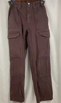 PACSUN Unisex Men Women Brown Cargo Cotton Skate Grunge Utility Denim Pants XS