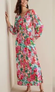 Soft Surroundings Evalina Maxi Dress Womens Plus Size 1X Pink Multi Floral Print