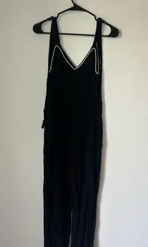 Sandro Ellande Cropped Faux Pearl-trimmed Stretch crepe Black Jumpsuit Sz 36