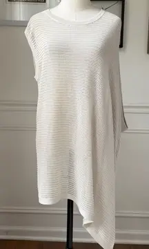 Allsaints Aster Tee Top Relaxed Asymmetrical Ivory Ecru Open Knit L