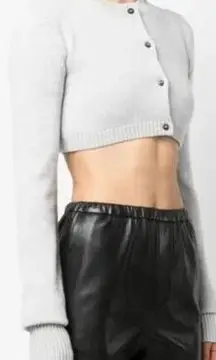 VAQUERA Cropped Knit Sequin Back Cardigan Grey Womens Size XS