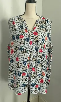 Floral Sleeveless Button Down Blouse size XXL Bloomcore Cottagecore Pretty Girly