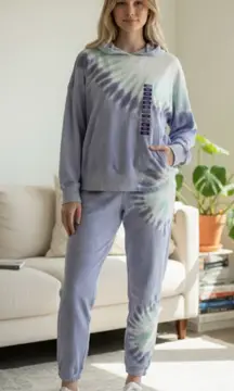 NWT Wildfox Peri Shibori Purple Tie Dye Hoodie Sweatshirt And Jogger Set