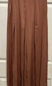 Sundays The Label Womens Brown Split Leg Zip up Pants AU 12 US‎ 8 Medium