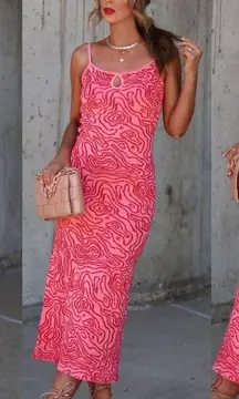 VICI Midi Pink And Red Printed Dress