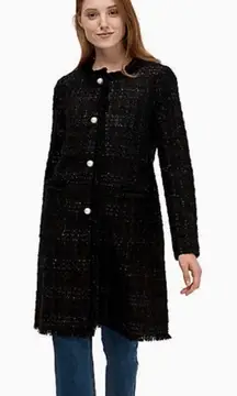 KATE SPADE New York  Pearl Button Sparkle Tweed Black Coat Walker Size 12 Chic