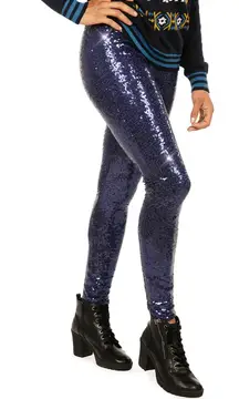 NWOT - Tipsy Elves Blue Sequin Leggings