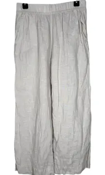 Tahari White Beige Wide Leg Linen Pants Sz M European Flax Breathable Beachy