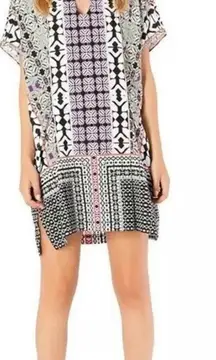 HALE BOB Natalya Crepe de Chine Dress Purple Flutter Sleeve - Size XS