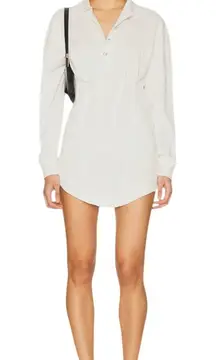 Mugler Long Sleeve Shirt Dress in Snow 38 New Womens Polo Mini