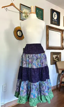 Vintage Bohemian Patchwork Maxi Skirt