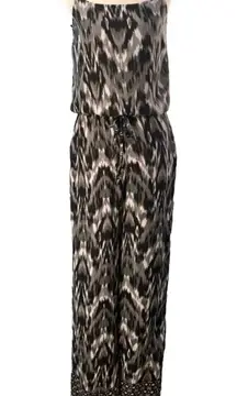 beachlunchlounge Aeryn Large Abstract Print Boho Romper Jumpsuit Wide Leg Flowy