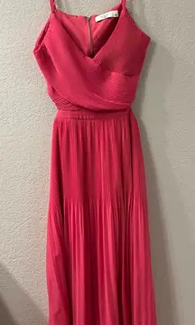 For the gram fuchsia cut out pleated midi