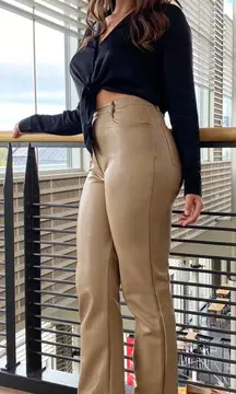 Vegan leather Straight Pant