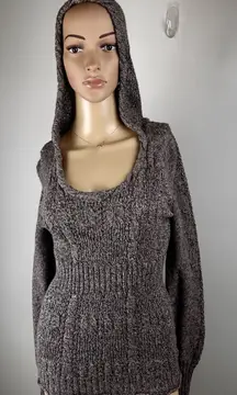 DKNY Jeans Hooded Sweater Size M  Brown Knit