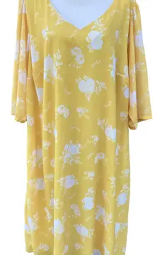 Custom Yellow Floral Chiffon Shift Dress 4X