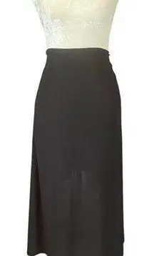 Women's black stretchy A-line maxi skirt high low in the back unbranded